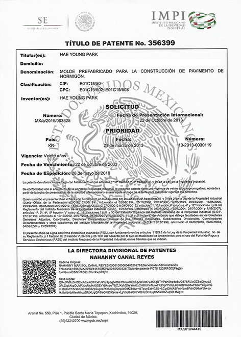 Overseas patents